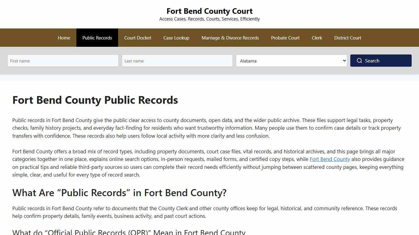 Fort Bend County Public Records - Fort Bend County Court